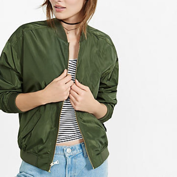 Express Jackets & Blazers - NWOT. EXPRESS GREEN BOMBER JACKET.